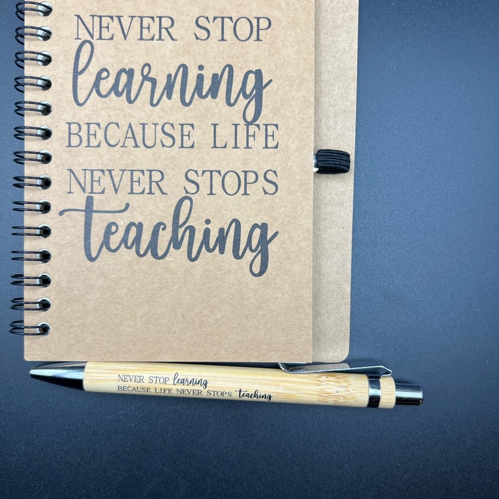 Motivational Tan Notebook with Bamboo Pen